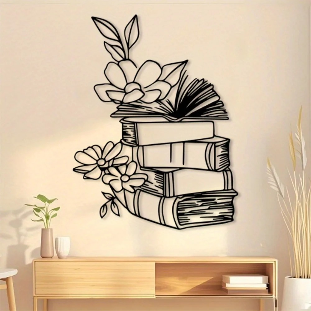 Home Office Minimalist - Vintage Metal Wall Art Open Book