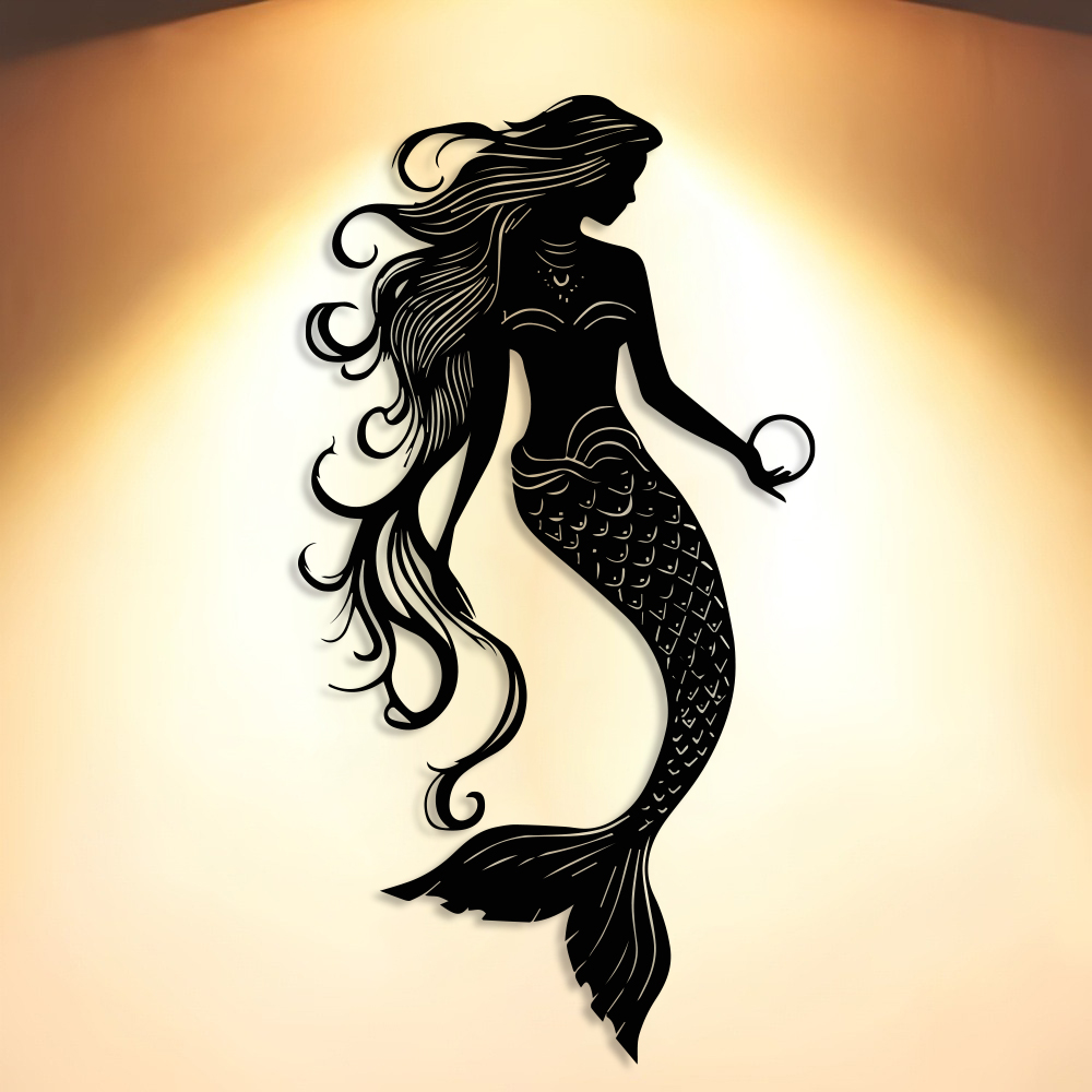 Home Office Minimalist - Elegant Mermaid Metal Wall Art -