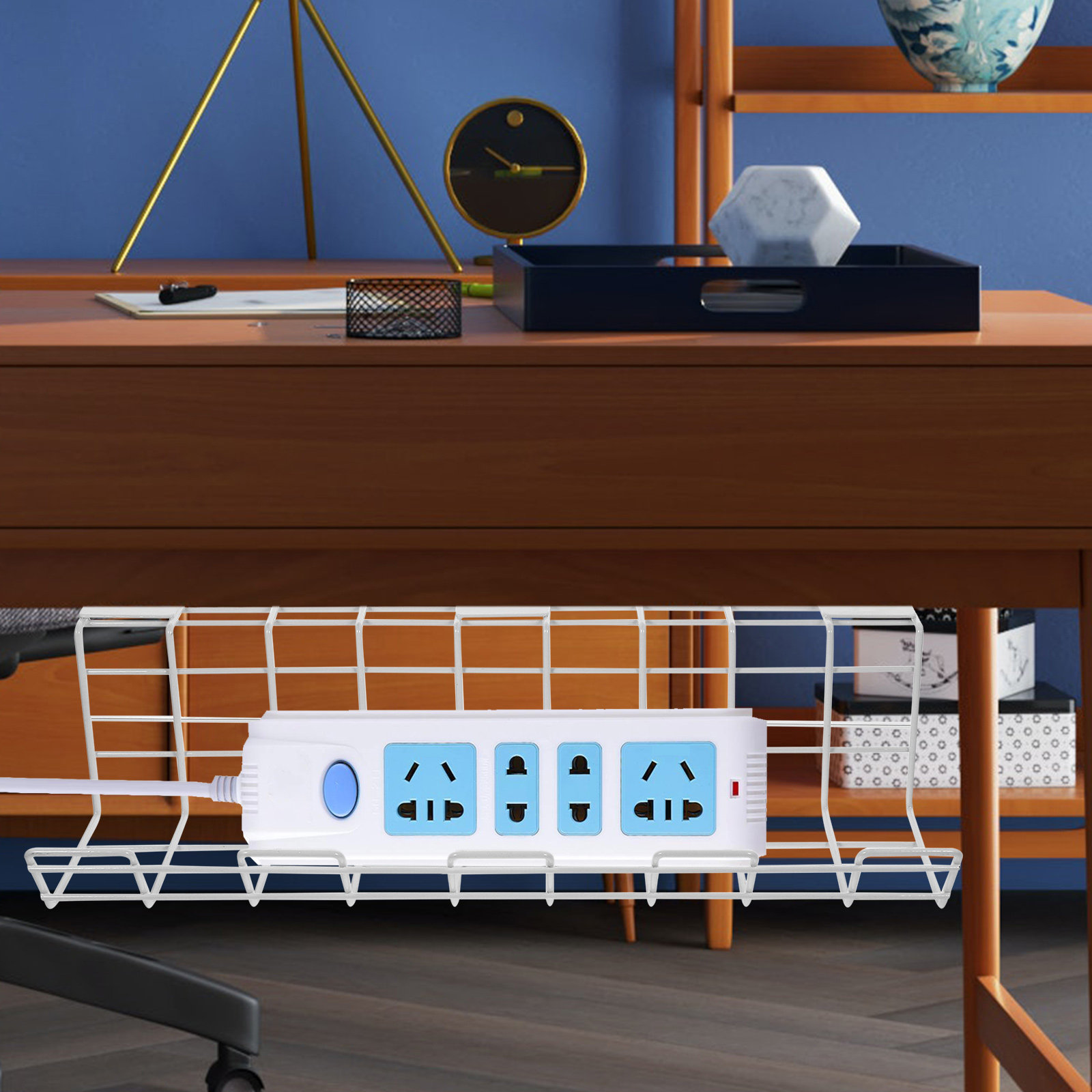 Power Strip Desk - 2Pcs Under Desk Cable Storage Racks