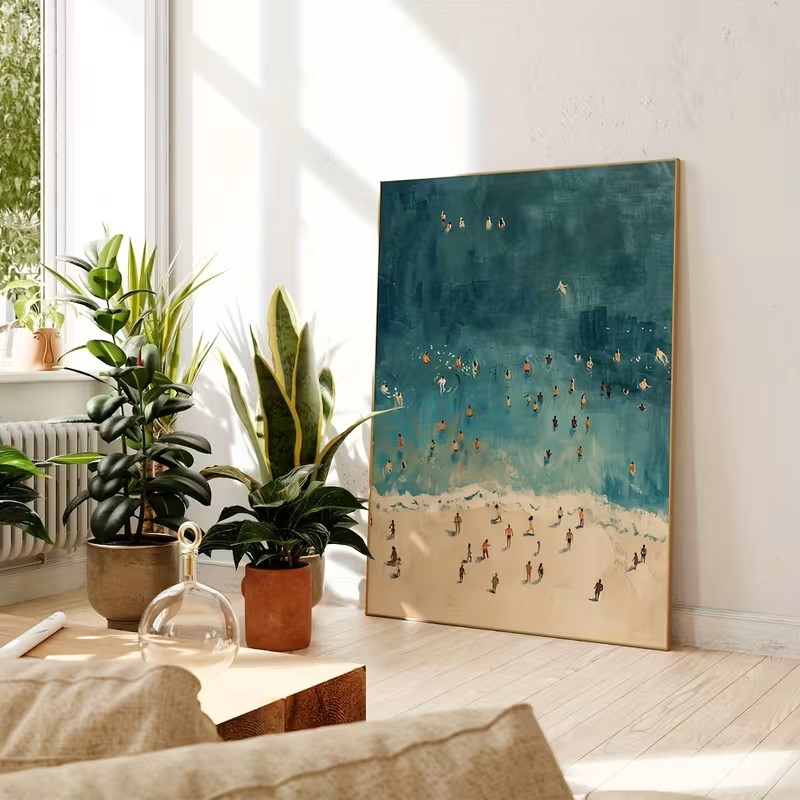 Home Office Minimalist - Minimalist Beach Scene Canvas Print, Landscape
