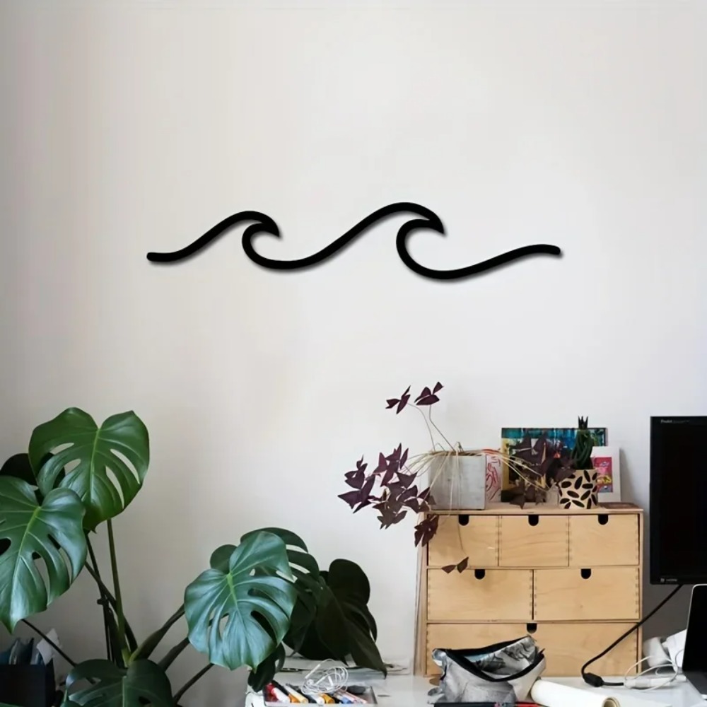 Home Office Minimalist - HelloYoung Metal Wave Wall Art Iron