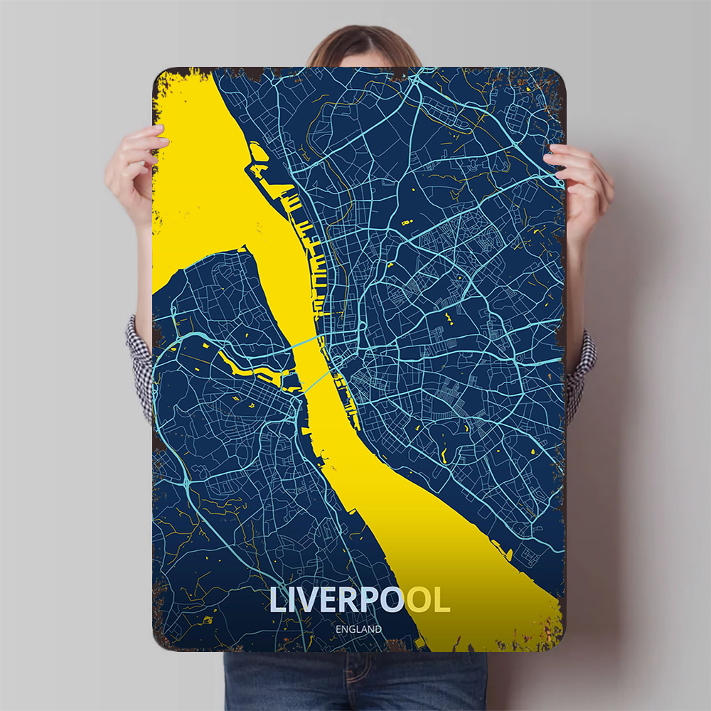 Home Office Liverpool - Liverpool England City Map Metal Wall