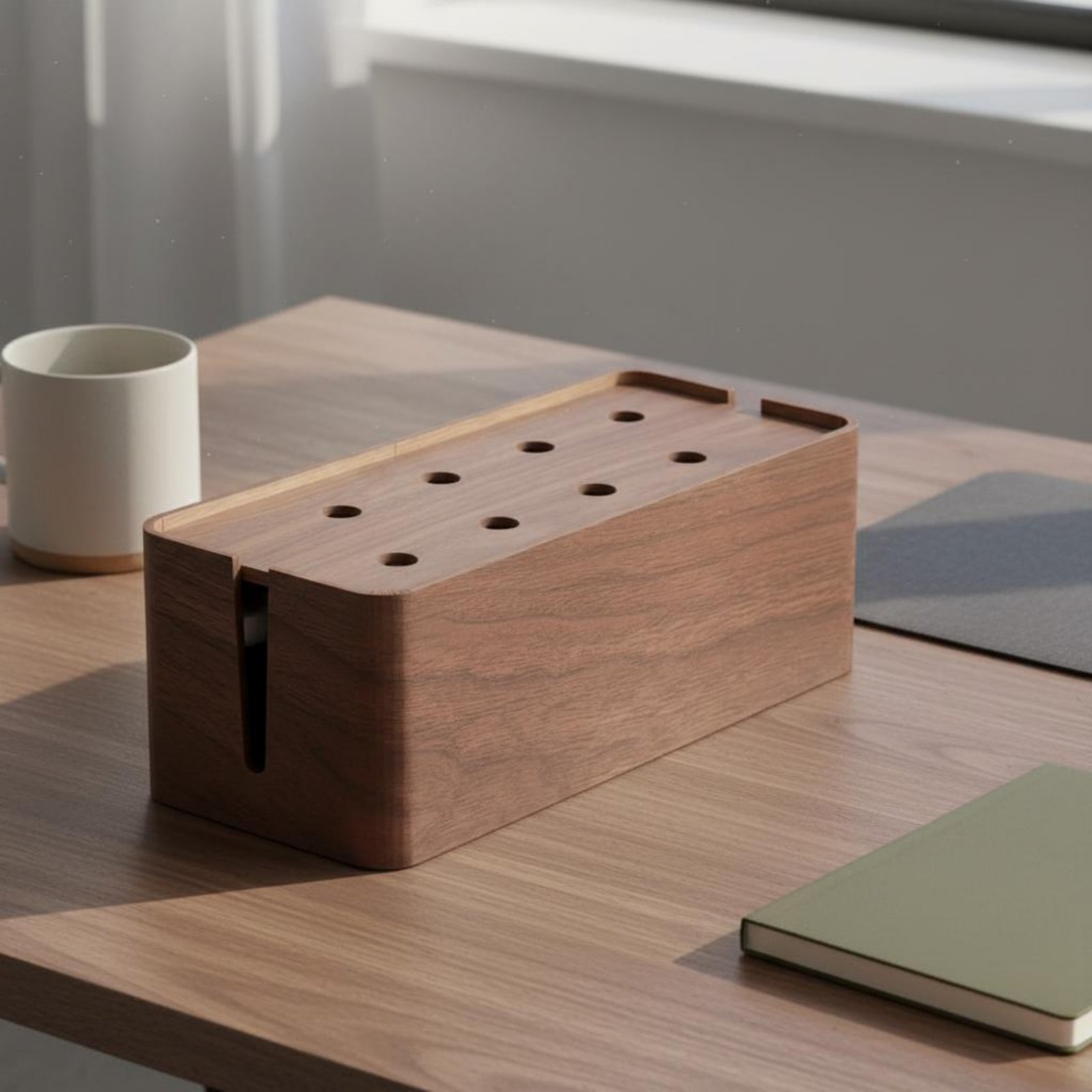 Power Strip Box Walnut Finish  - Power Strip Desk avis et prix