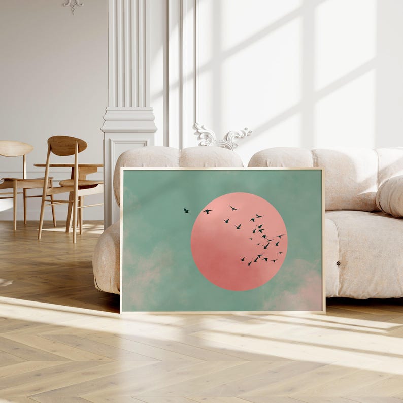 Japanese Sun & Cranes Canvas W - Home Office Minimalist avis et prix