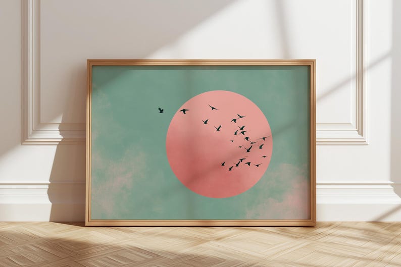 Japanese Sun & Cranes Canvas W - Home Office Minimalist avis et prix