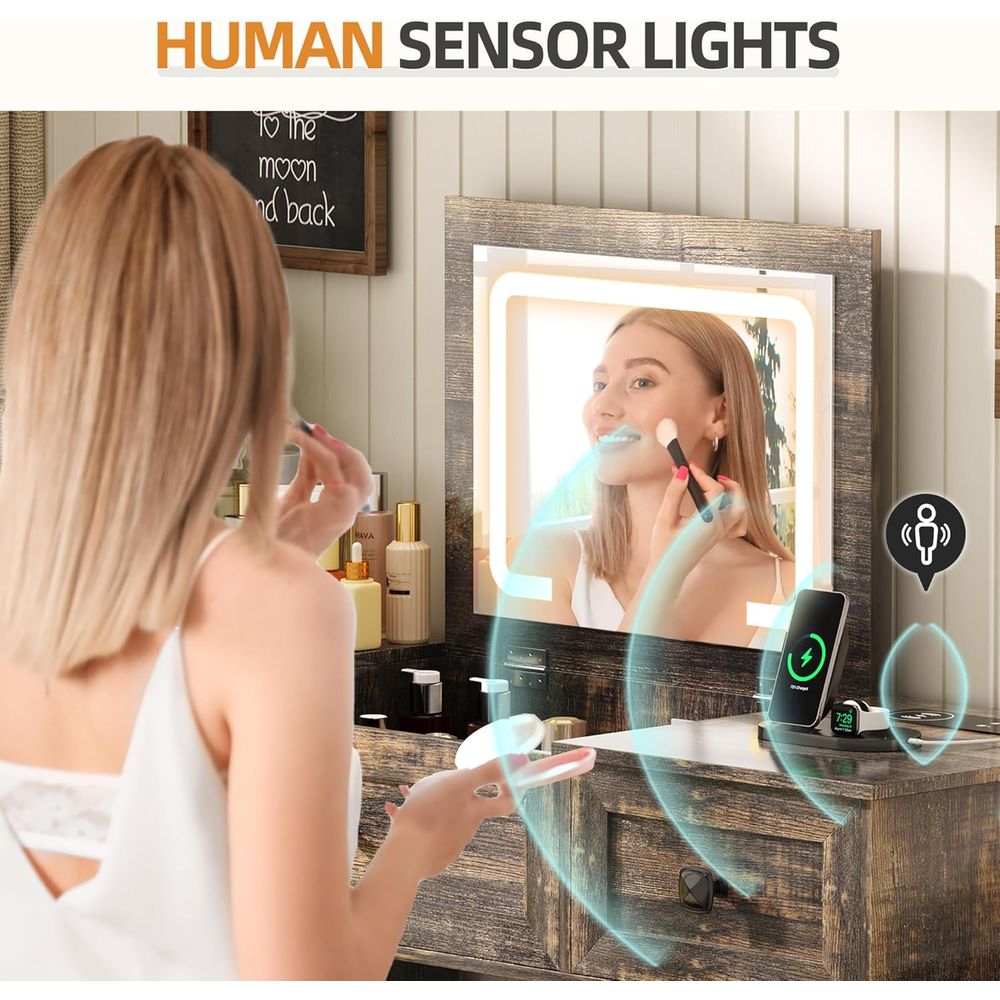 3-in-1 LED Vanity Desk with 3- - Desk Charging Station avis et prix