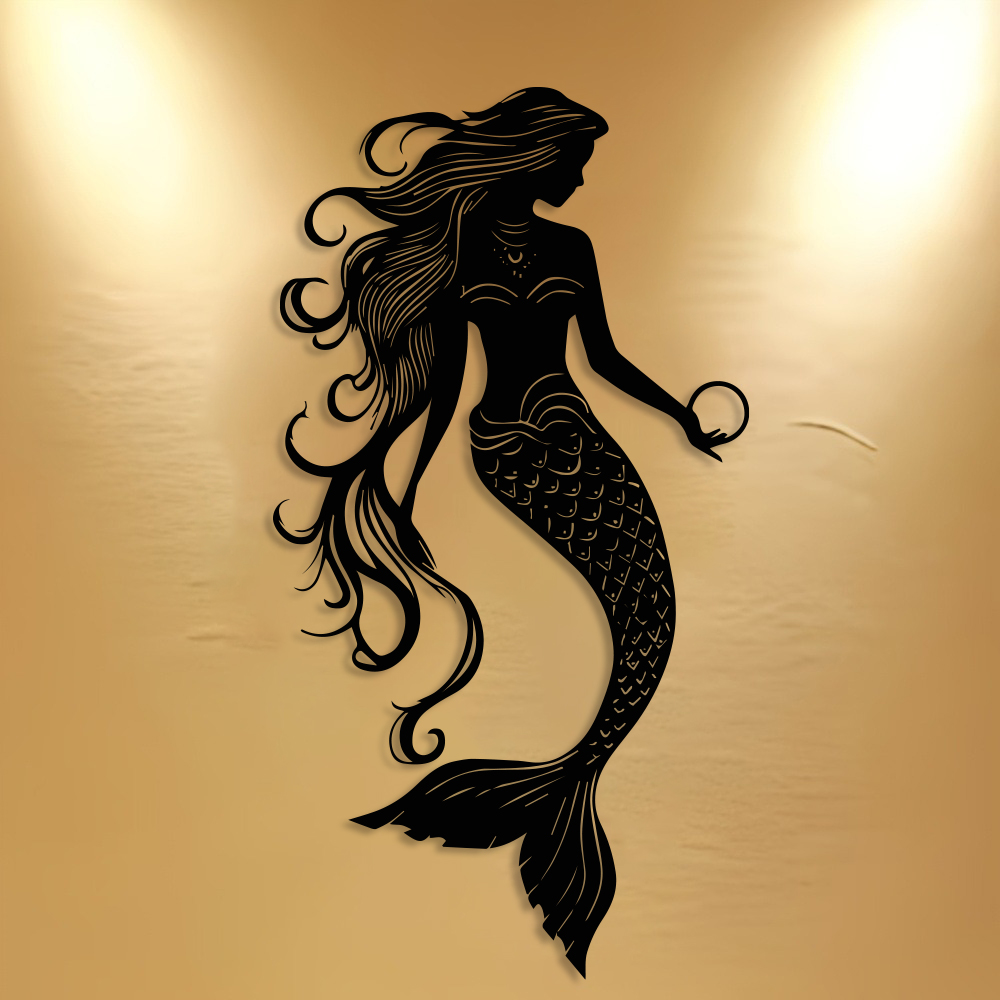 Elegant Mermaid Metal Wall Art - Home Office Minimalist avis et prix