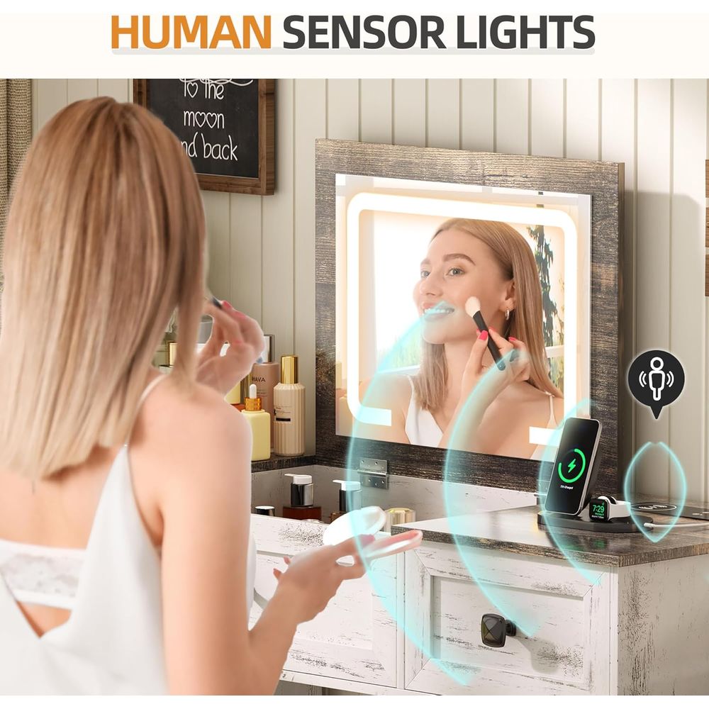 3-in-1 LED Vanity Desk with 3- - Desk Charging Station avis et prix