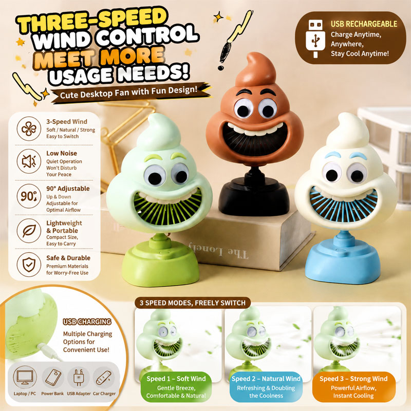 Funny Poop Emoji Mini Desktop  - Usb Desk Fan avis et prix