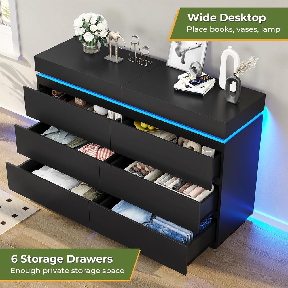 6-Drawer Sliding Desk Dresser, - Desk Charging Station avis et prix