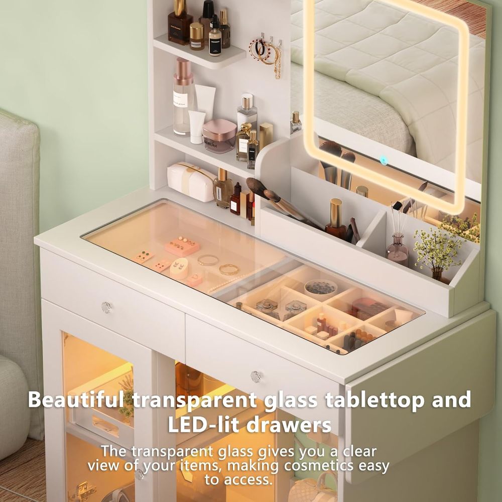 LED Lighted Makeup Vanity with - Desk Charging Station avis et prix