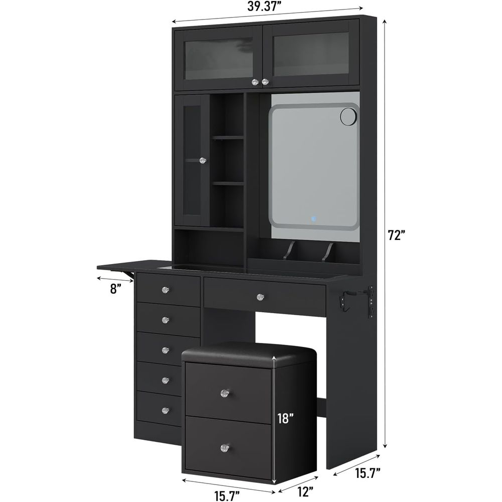 72 Tall LED Mirror Vanity Desk - Desk Charging Station avis et prix