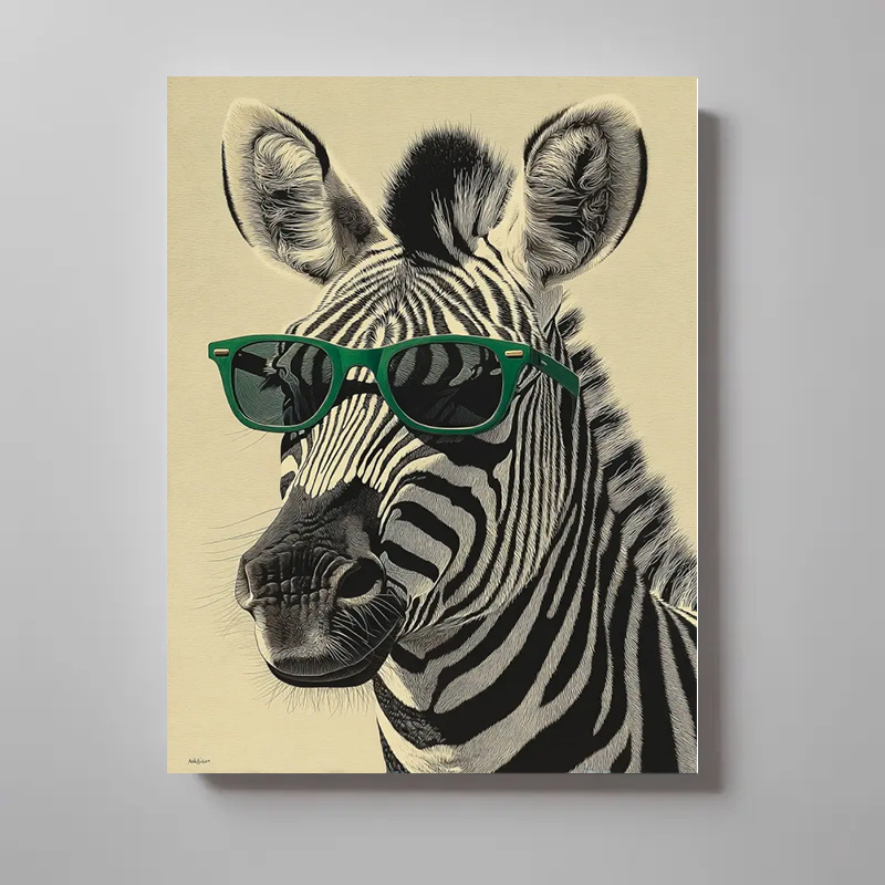Zebra with Green Sunglasses Ca - Home Office Minimalist avis et prix