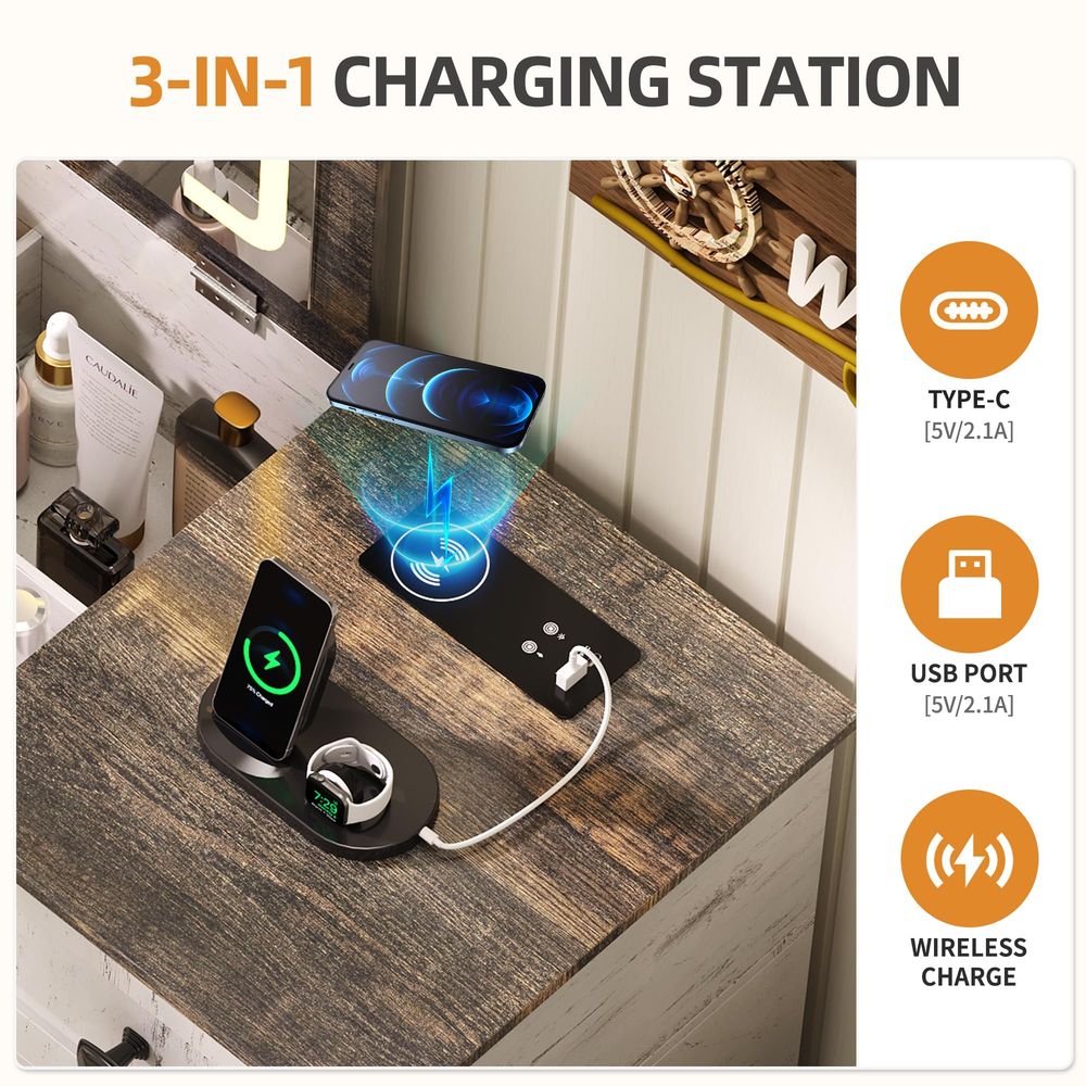 3in1 Vanity Desk with 3Color L - Desk Charging Station avis et prix
