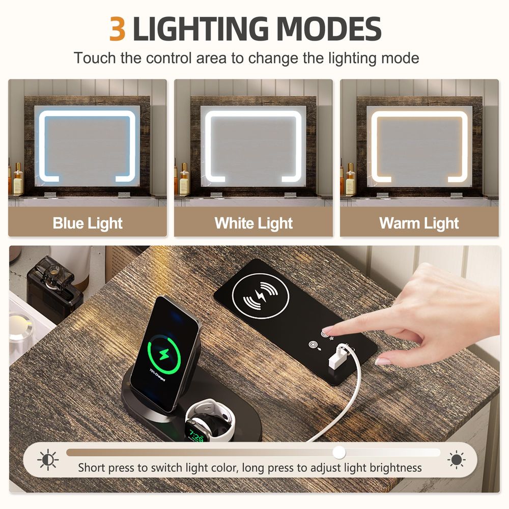 3in1 Vanity Desk with 3Color L - Desk Charging Station avis et prix