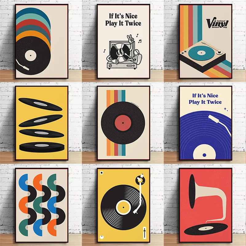 Mid Century Vinyl Record Canva - Home Office Minimalist avis et prix