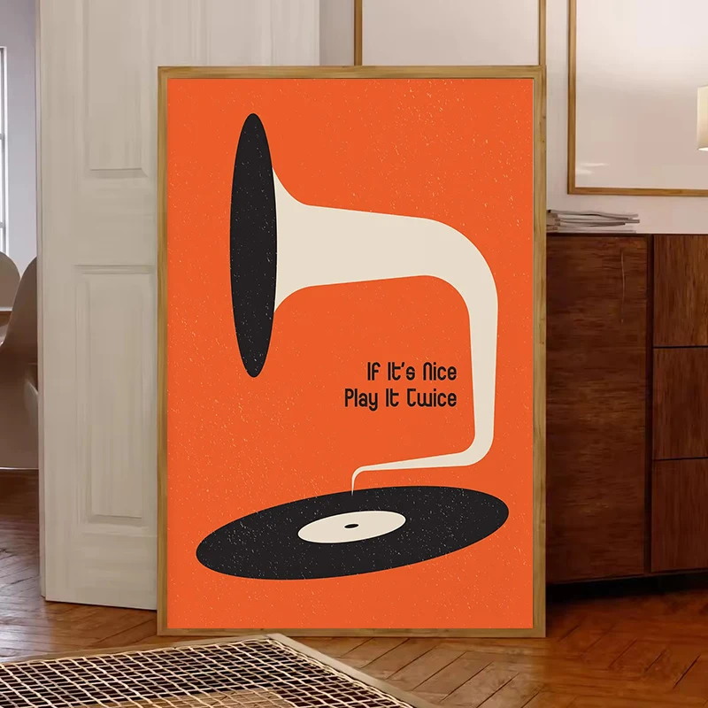 Mid Century Vinyl Record Canva - Home Office Minimalist avis et prix