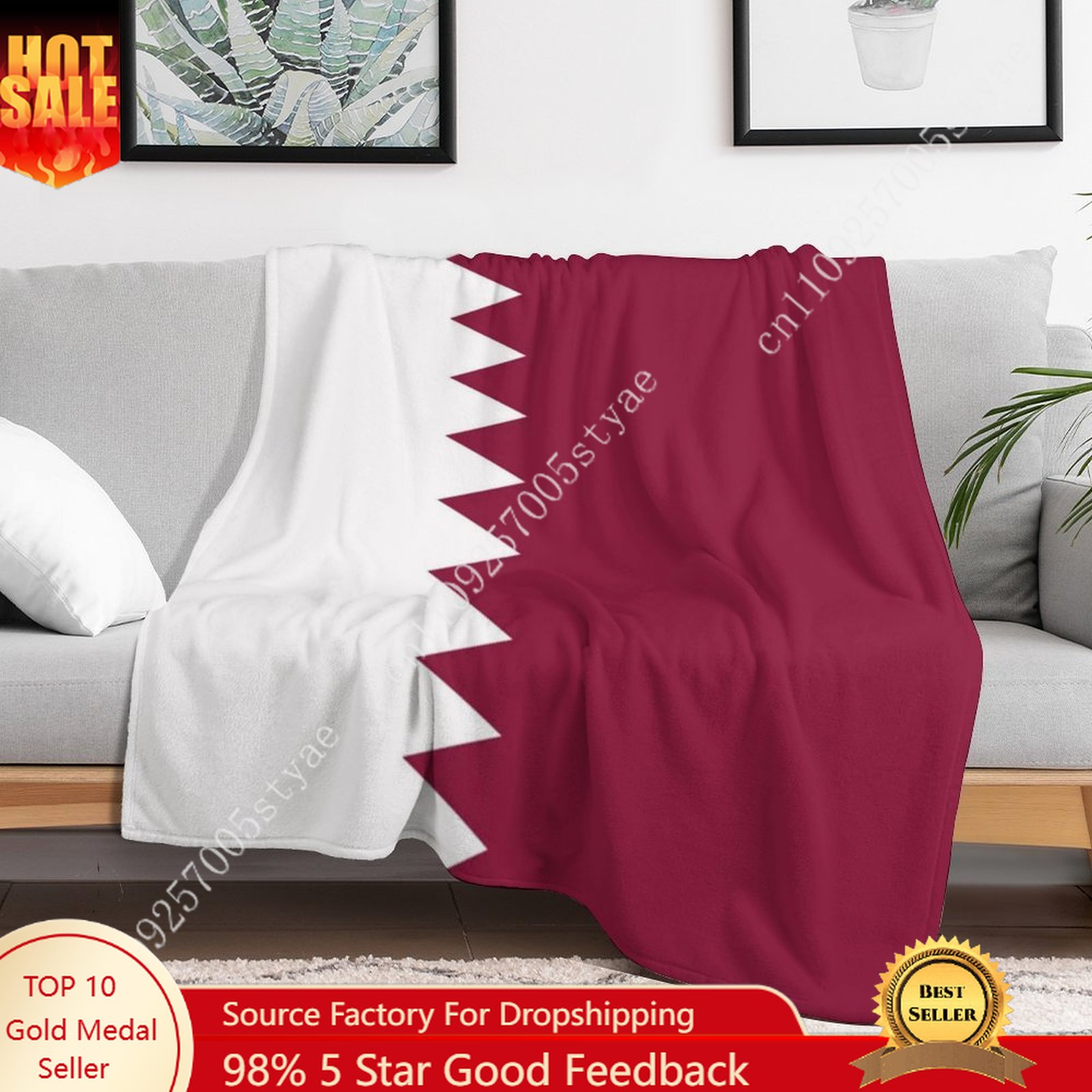 Qatar Flag Flannel Blankets Ar - Home Office Qatar avis et prix