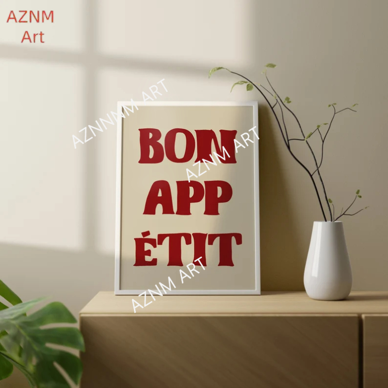 1pc Bon Appetit Art Poster Fre - Home Office Minimalist avis et prix