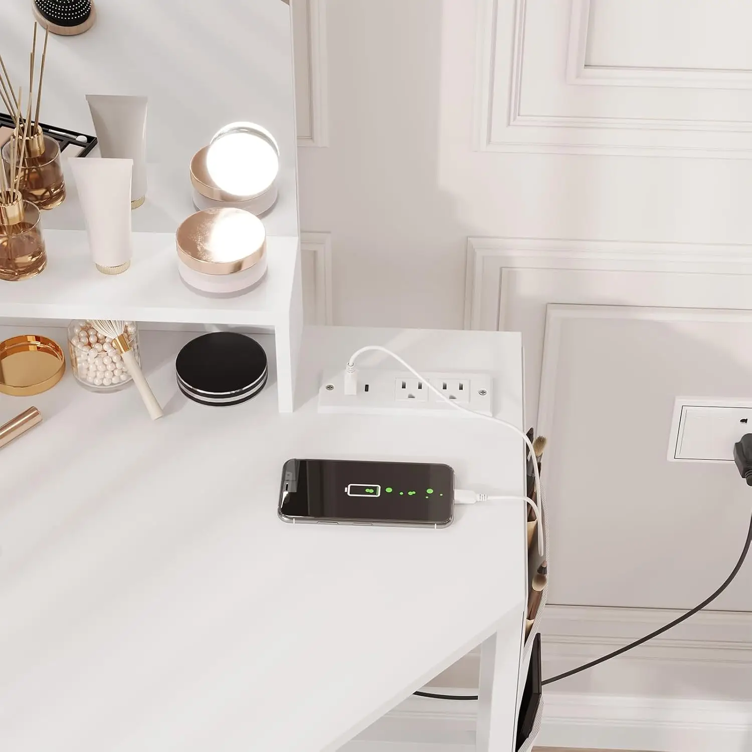 Corner Makeup Vanity Desk with - Desk Charging Station avis et prix