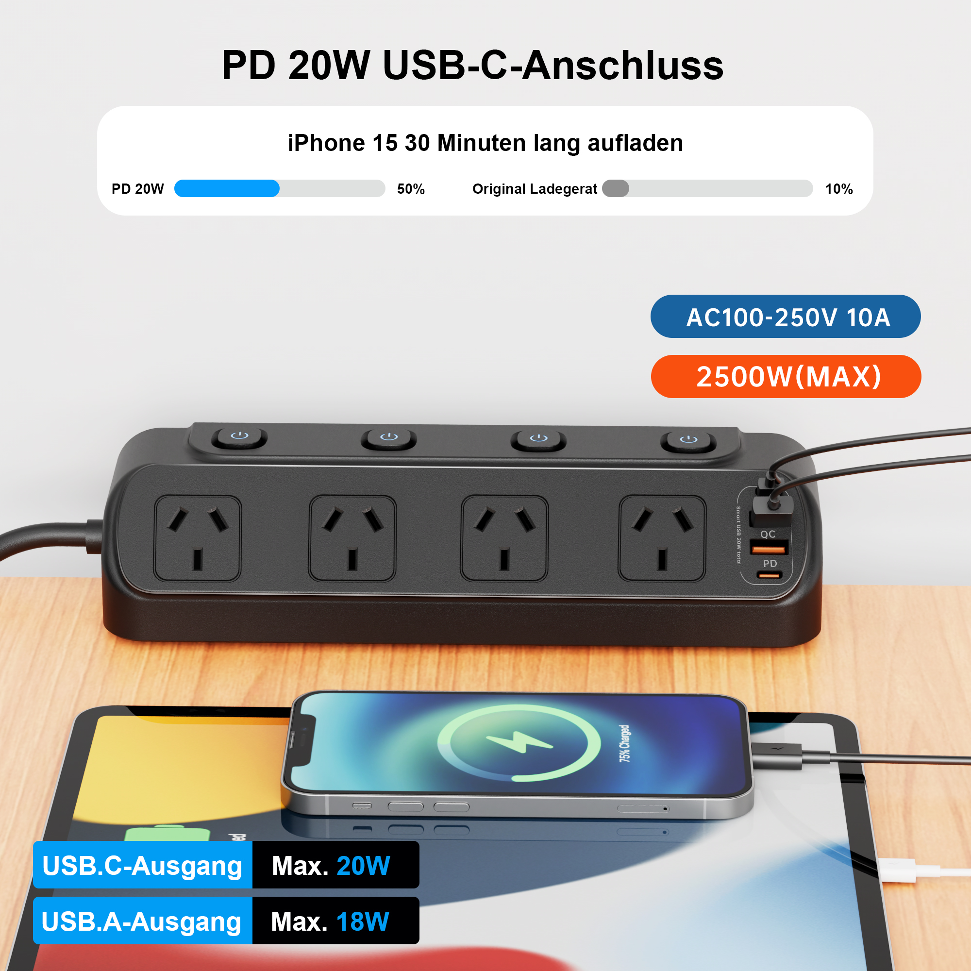 2500W Australia Au Ac Plug Mul - Power Strip Desk avis et prix