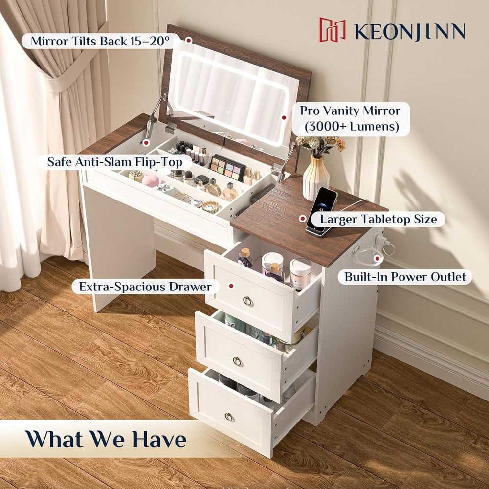 Keonjinn White lip Top Vanity  - Desk Charging Station avis et prix
