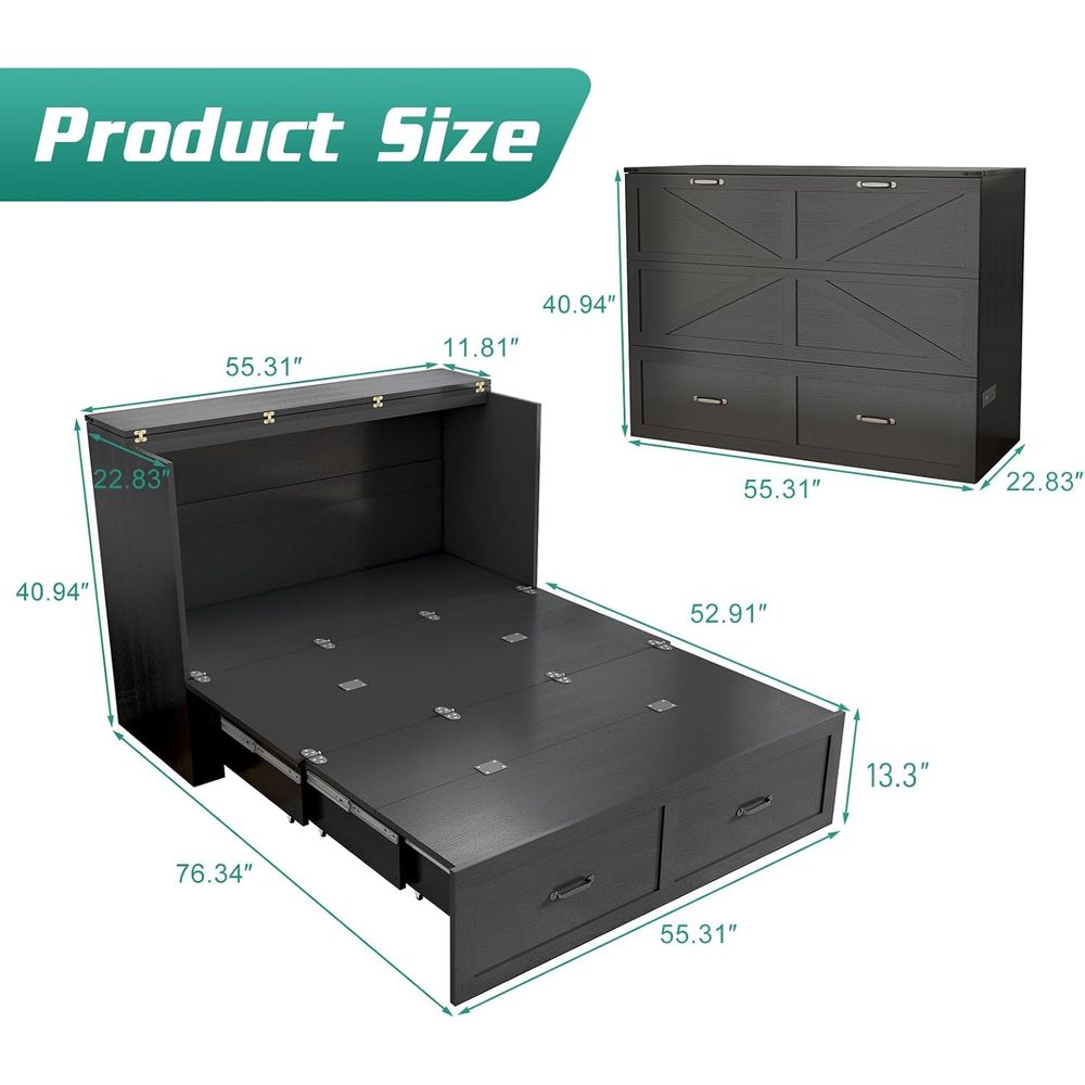 Murphy Chest Bed with Desk and - Desk Charging Station avis et prix