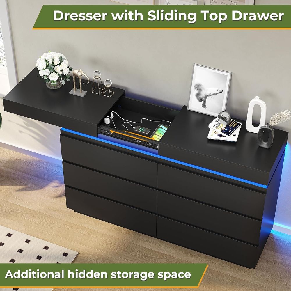 6-Drawer Sliding Top Desk, Wid - Desk Charging Station avis et prix