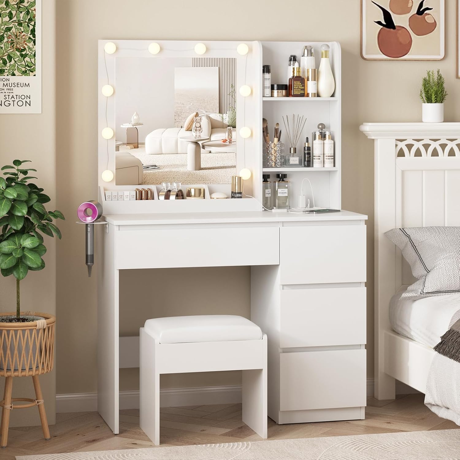 Makeup Vanity Desk Set with Mi - Power Strip Desk avis et prix