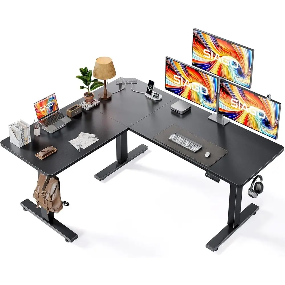 L-Shaped Standing Desk - 63 x  - Desk Charging Station avis et prix