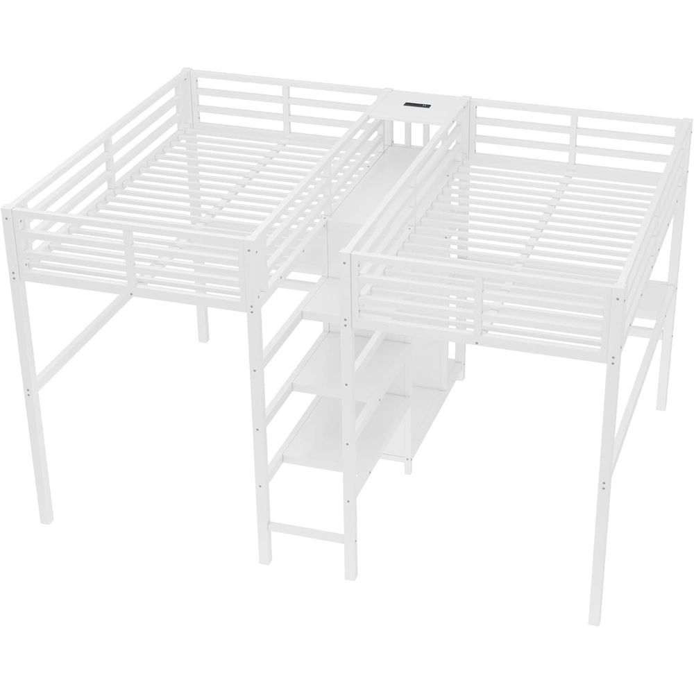Twin Size Metal Bed with Desk, - Desk Charging Station avis et prix