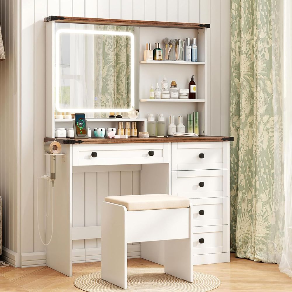 Makeup Vanity Desk with Mirror - Desk Charging Station avis et prix