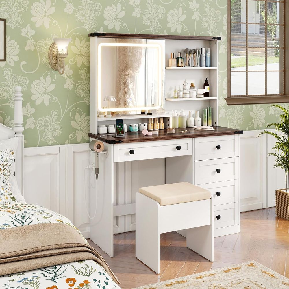 Makeup Vanity Desk with Mirror - Desk Charging Station avis et prix