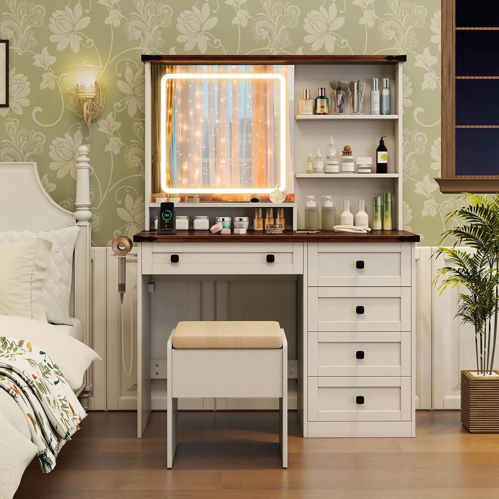 Makeup Vanity Desk with Mirror - Desk Charging Station avis et prix