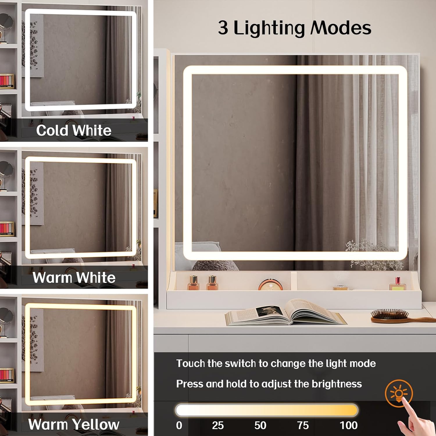 White Vanity Desk with Mirror  - Desk Charging Station avis et prix
