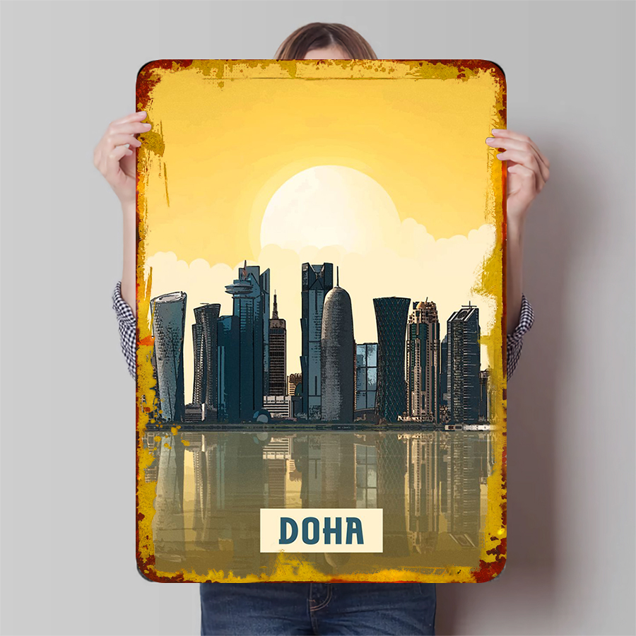 Doha Skyline Metal Wall Art Qa - Home Office Qatar avis et prix