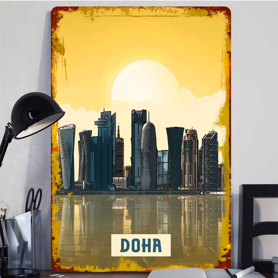 Doha Skyline Metal Wall Art Qa - Home Office Qatar avis et prix