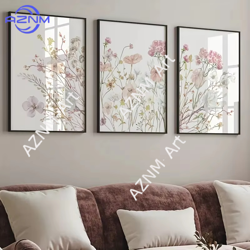 1PC/3PCS Pink Floral Canvas Ar - Home Office Minimalist avis et prix