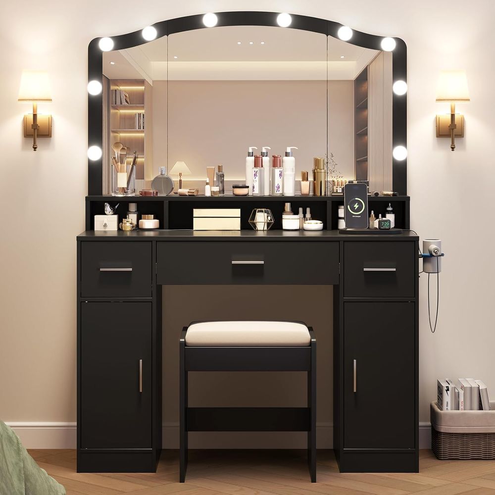 Lighted Vanity Desk with 10-LE - Desk Charging Station avis et prix