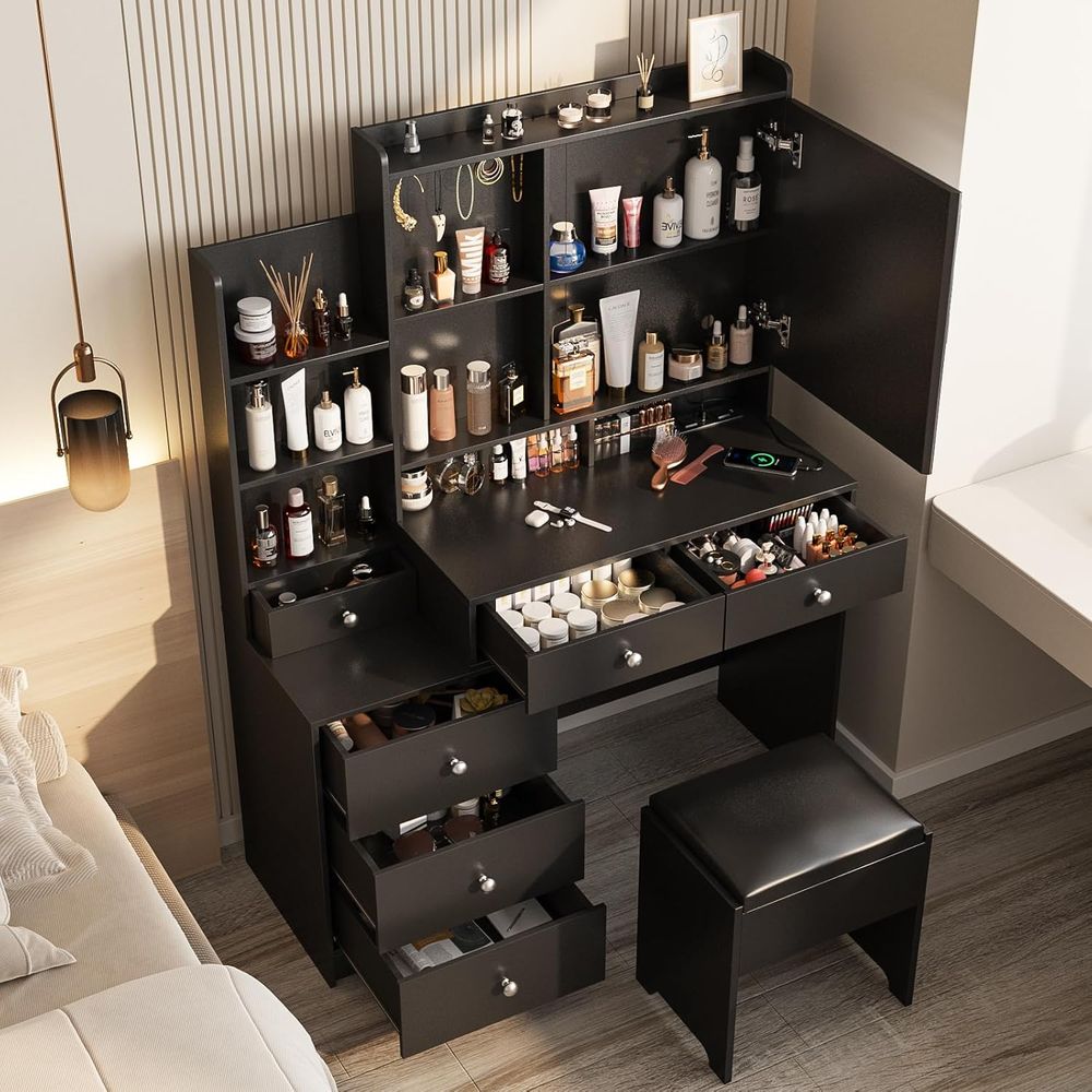 Makeup Desk Vanity Set with St - Power Strip Desk avis et prix