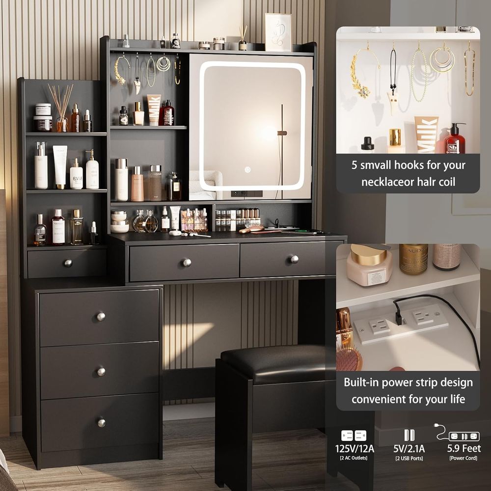 Makeup Desk Vanity Set with St - Power Strip Desk avis et prix