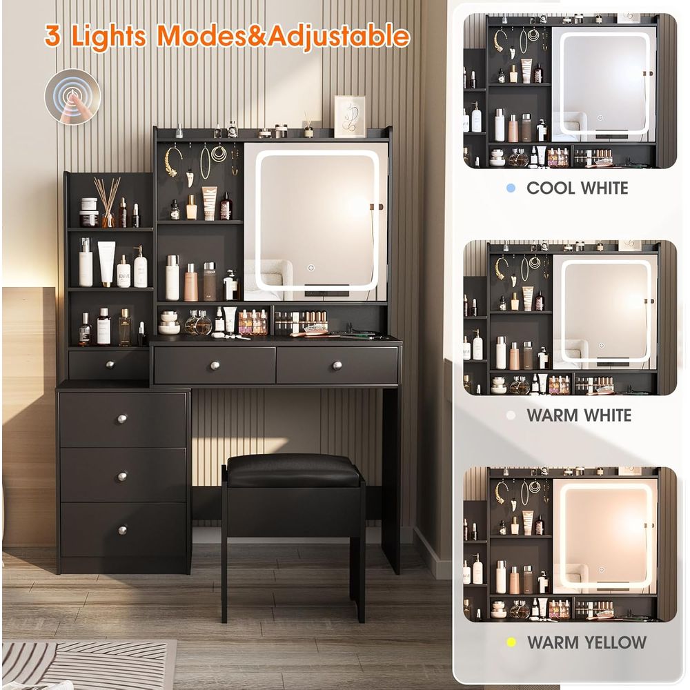 Makeup Desk Vanity Set with St - Power Strip Desk avis et prix